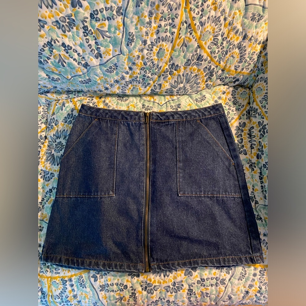 EUC Refuge Denim front zip skirt